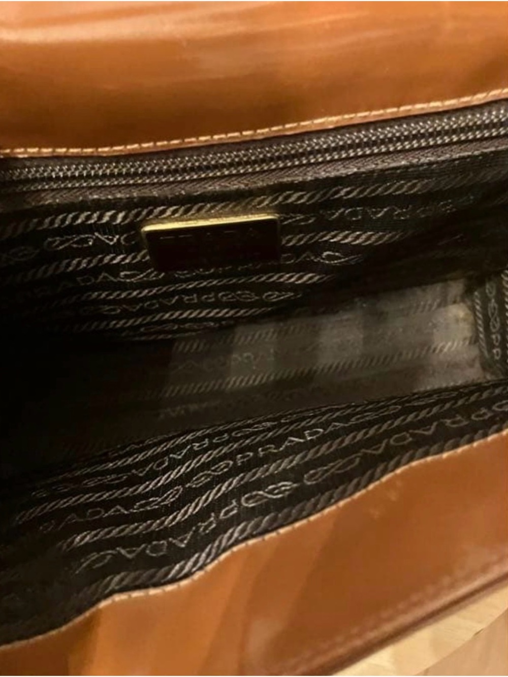 Prada Brown Leather Top-Handle Satchel with Gold Hardware and crossbody strap - Picture 3 of 11